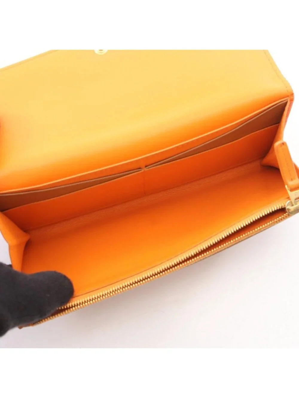 Bottega Veneta Bifold Wallet Bicolor Orange Brown Leather